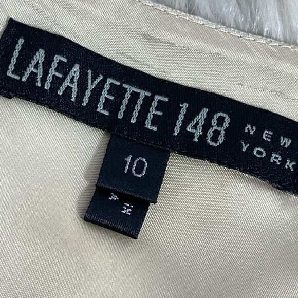 Lafayette 148 Heather Neutrals Brown Linen/Silk Striped A-Line Skirt Sz 10 - Picture 3 of 6